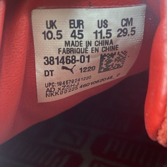 Puma Suede Classic Mono Iced Triple Red Mens Size 11.5 Athletic Shoes 381468-01 - Picture 9 of 10